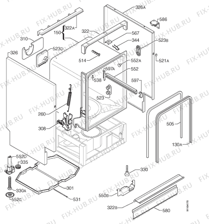 Взрыв-схема посудомоечной машины Zanussi ZDS6070X - Схема узла Housing 001